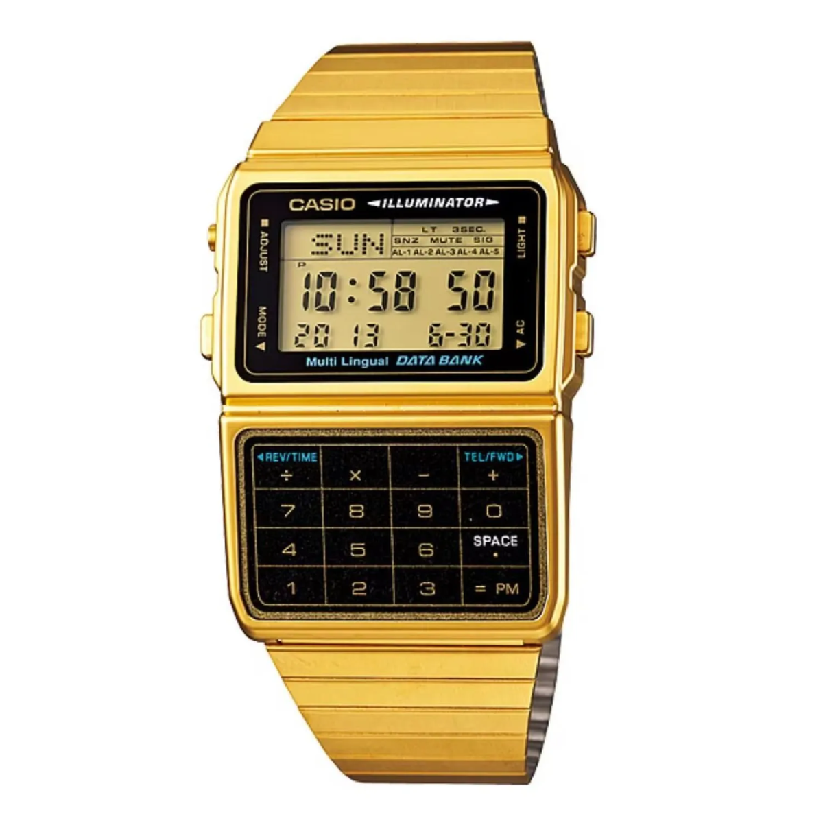 RELOJ CASIO CALCULADORA DBC-611G-1D ACERO DORADO