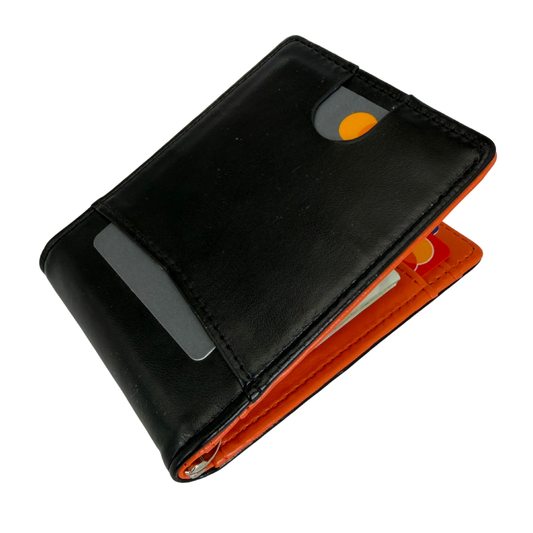 Billetera Slim con Bloqueo RFID y Clip Metálico — Tarjetero Bifold para Hombre