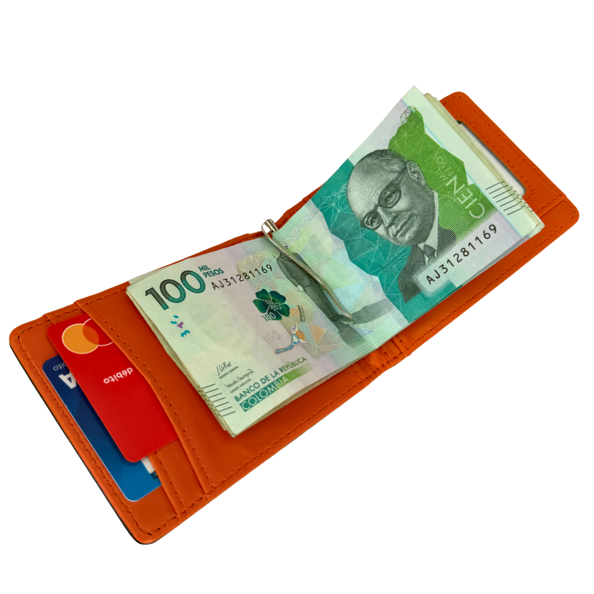 Billetera Slim con Bloqueo RFID y Clip Metálico — Tarjetero Bifold para Hombre