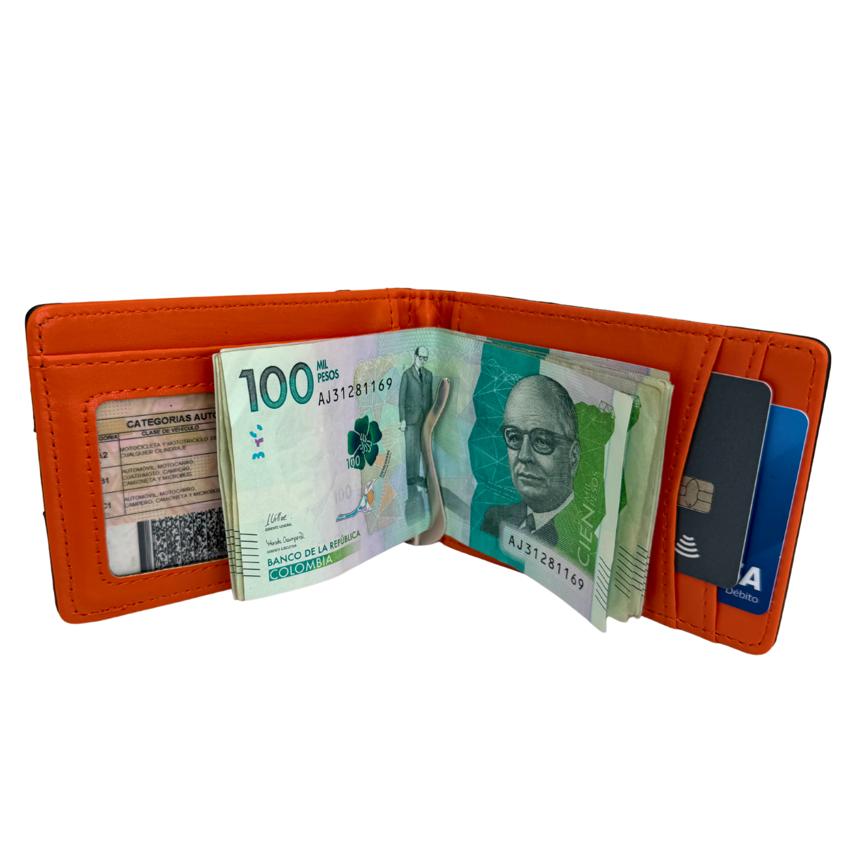 Billetera Slim con Bloqueo RFID y Clip Metálico — Tarjetero Bifold para Hombre