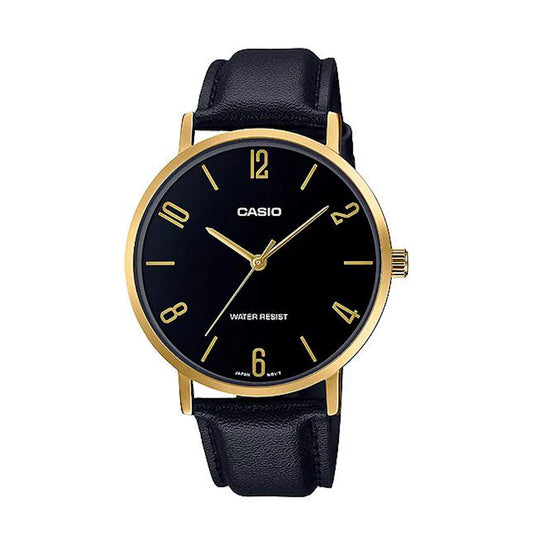 RELOJ CASIO MTP-VT01GL-1B2 CUERO NEGRO
