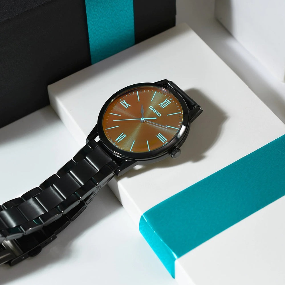RELOJ CASIO MTP-E600B-1B ACERO PAVONADO
