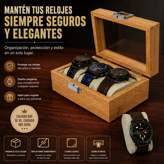 ESTUCHE ORGANIZADOR MADERA 3 PUESTOS