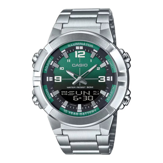 CASIO AMW-870DA-3A DOBLE HORA ACERO