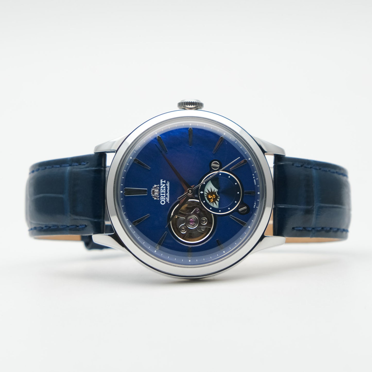 RELOJ ORIENT RA-AS0103A SUN MOON CUERO AZUL