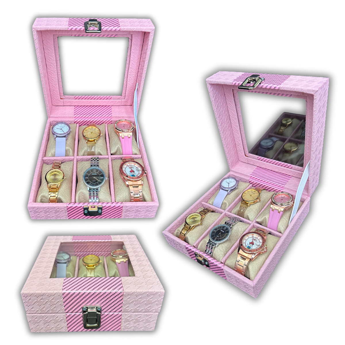 ORGANIZADOR DE RELOJES ESTUCHE RELOJERA DE LUJO 6 PUESTOS