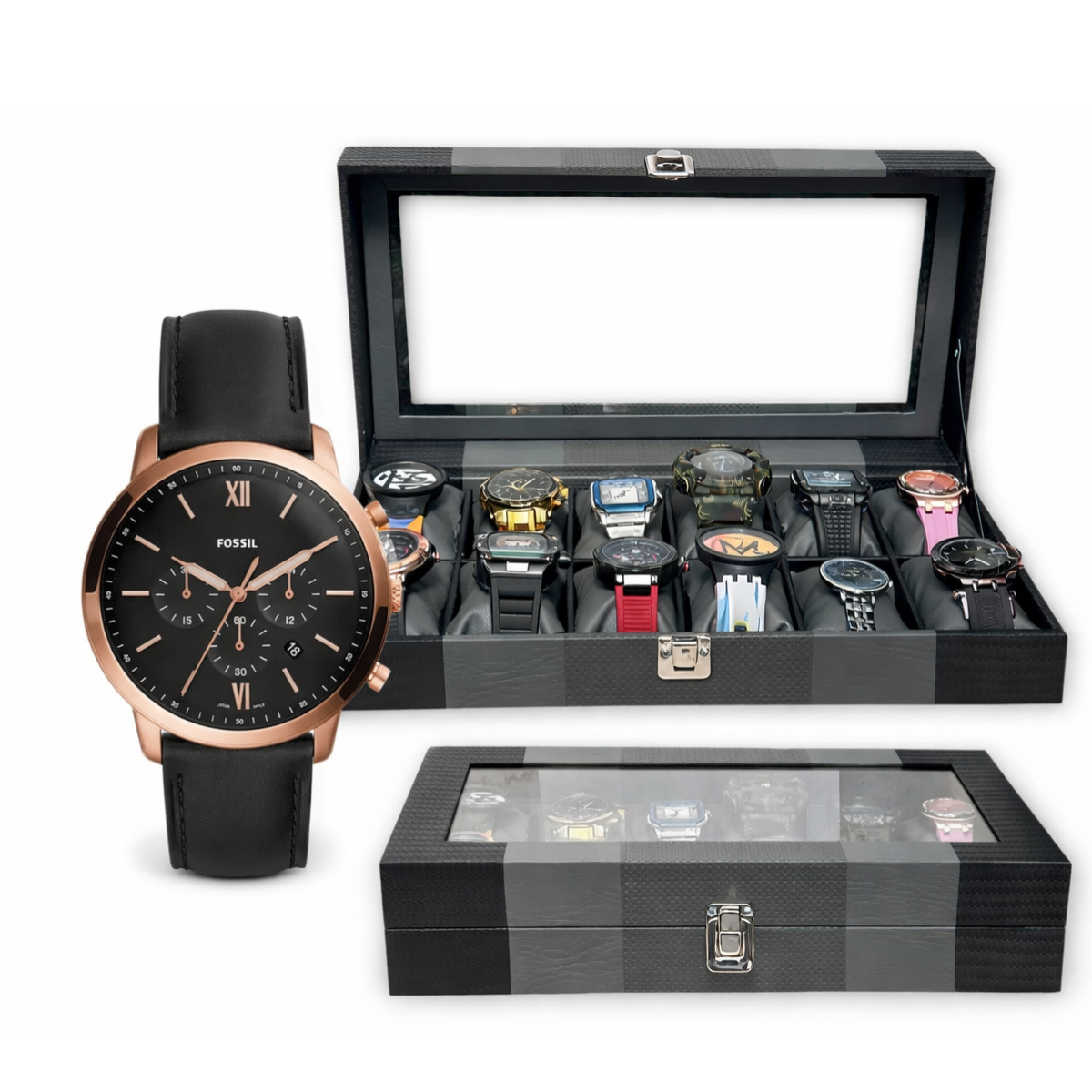 COMBO PREMIUM FOSSIL FS5381+ ESTUCHE 12 PUESTOS