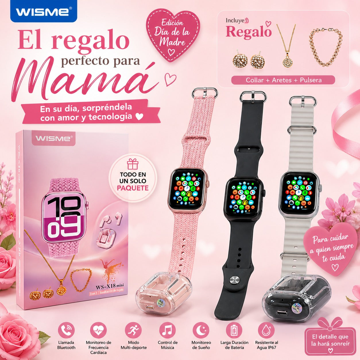 SMARTWATCH WS-X18 MINI CON LLAMADAS BLUETOOTH + REGALO INCLUIDO 🎁