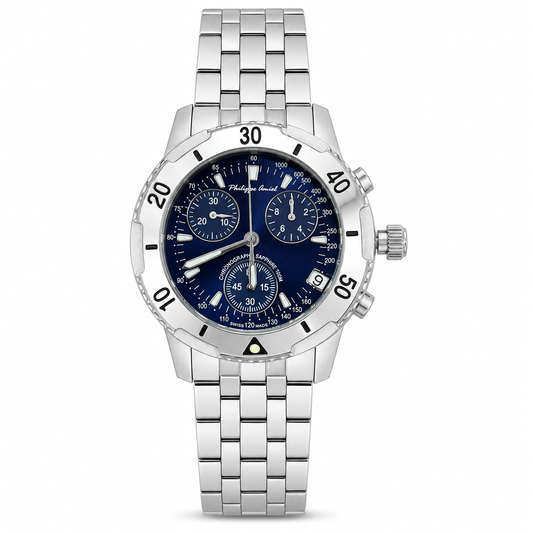 Philippe Amiel M6318 Reloj para Hombre Cronógrafo Acero Inoxidable Esfera Azul