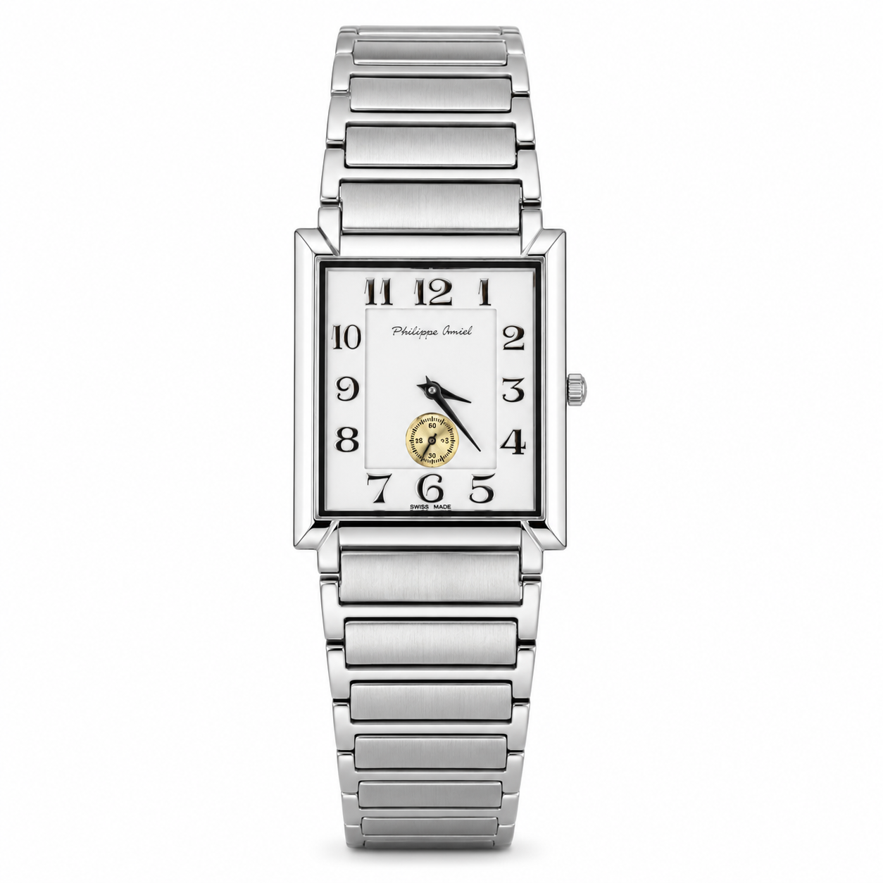 Philippe Amiel M6340 Reloj para Hombre Acero Inoxidable Rectangular Plateado con Cristal de Zafiro