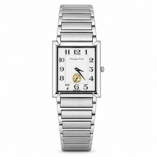 Philippe Amiel M6340 Reloj para Hombre Acero Inoxidable Rectangular Plateado con Cristal de Zafiro