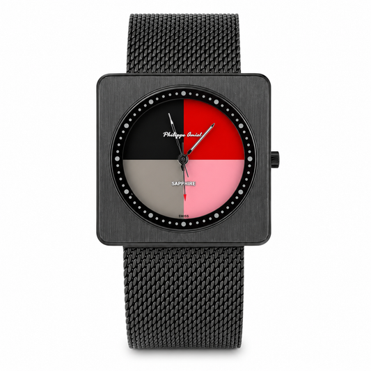 Philippe Amiel M1448 AZ Reloj para Hombre Negro Acero Inoxidable con Cristal de Zafiro