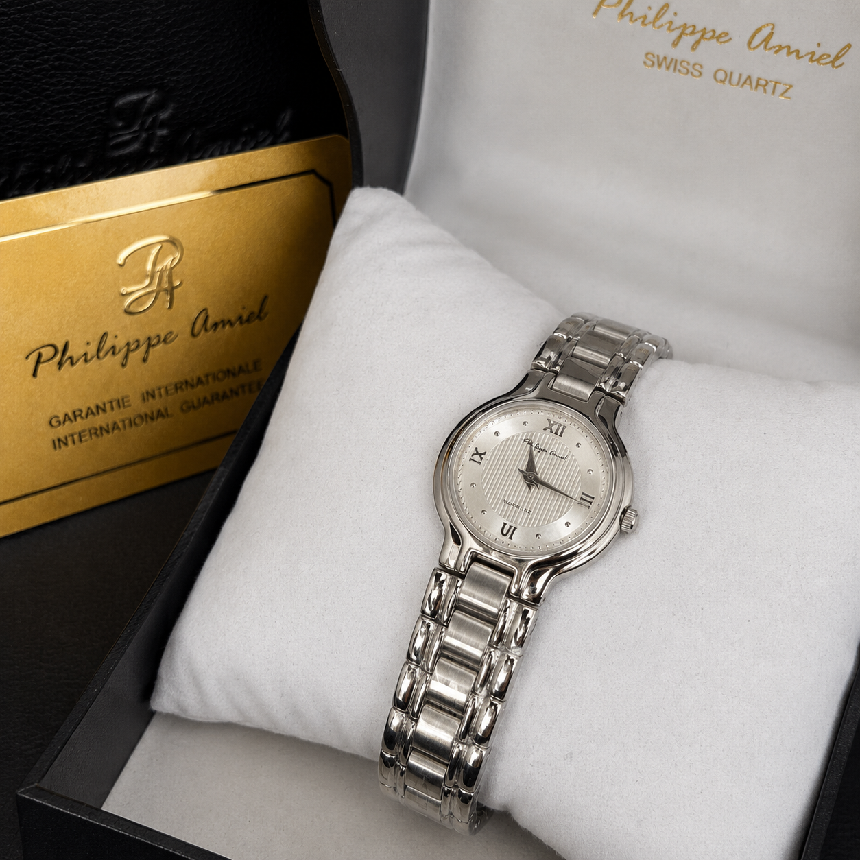 Philippe Amiel F6328 Reloj para Mujer Acero Inoxidable Plateado Esfera Blanca