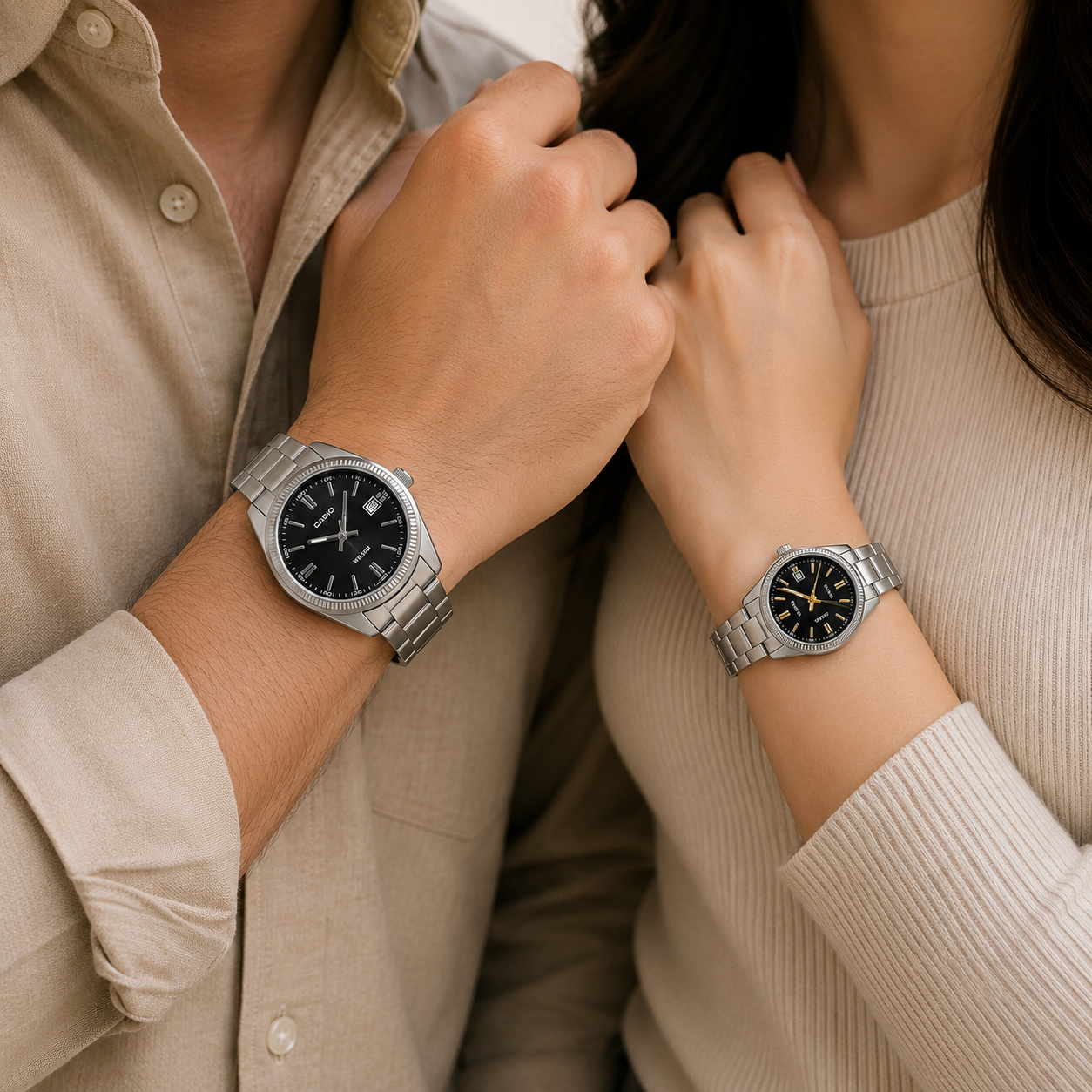PAREJA DE RELOJES CASIO 1302PD-1A ACERO