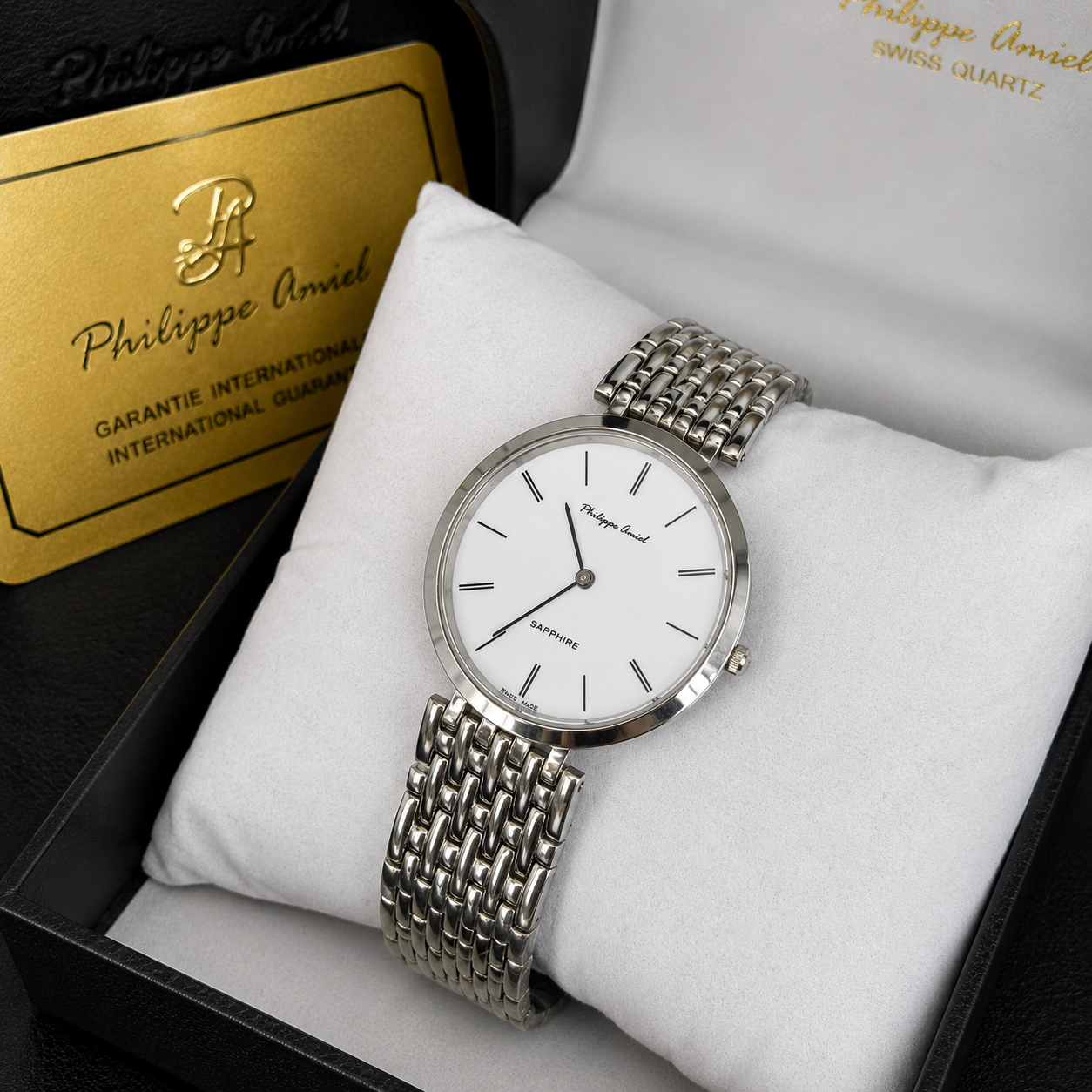 Philippe Amiel F6240 Reloj para Hombre Acero Inoxidable Esfera Blanca