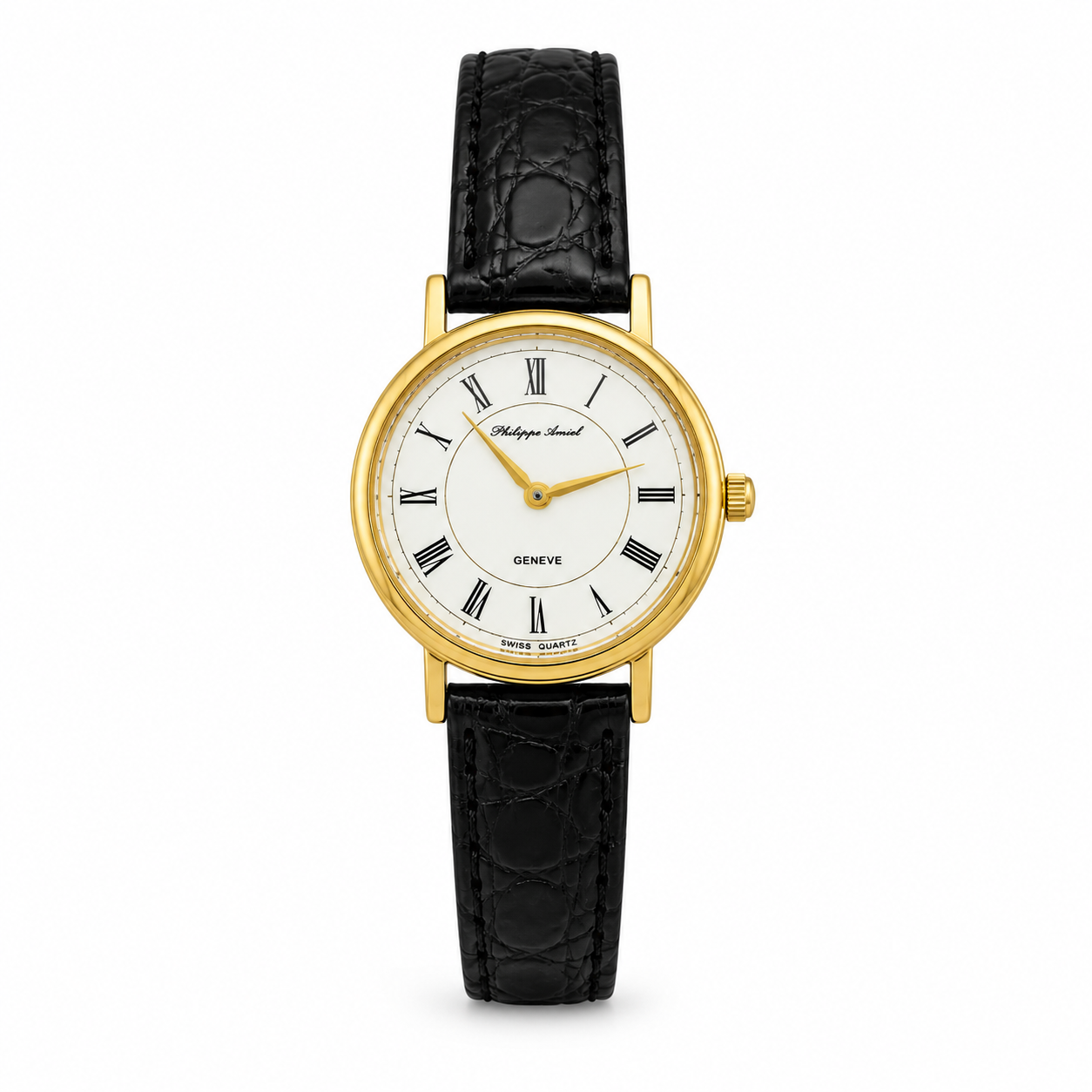 Philippe Amiel M1258 AZ Reloj para Mujer Dorado Negro Cuero Genuino