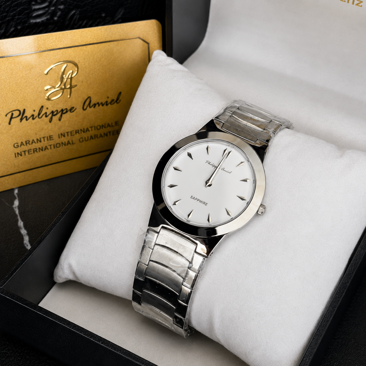 Philippe Amiel M6280 Reloj para Hombre Acero Inoxidable Plateado con Cristal de Zafiro