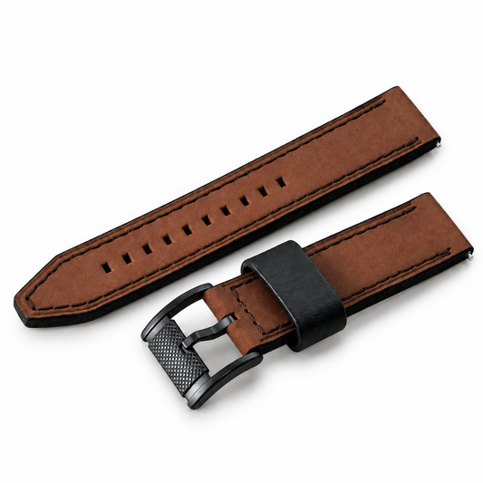 PULSO ORIGINAL FOSSIL EN CUERO CAFÉ 24 MM CON HEBILLA NEGRA