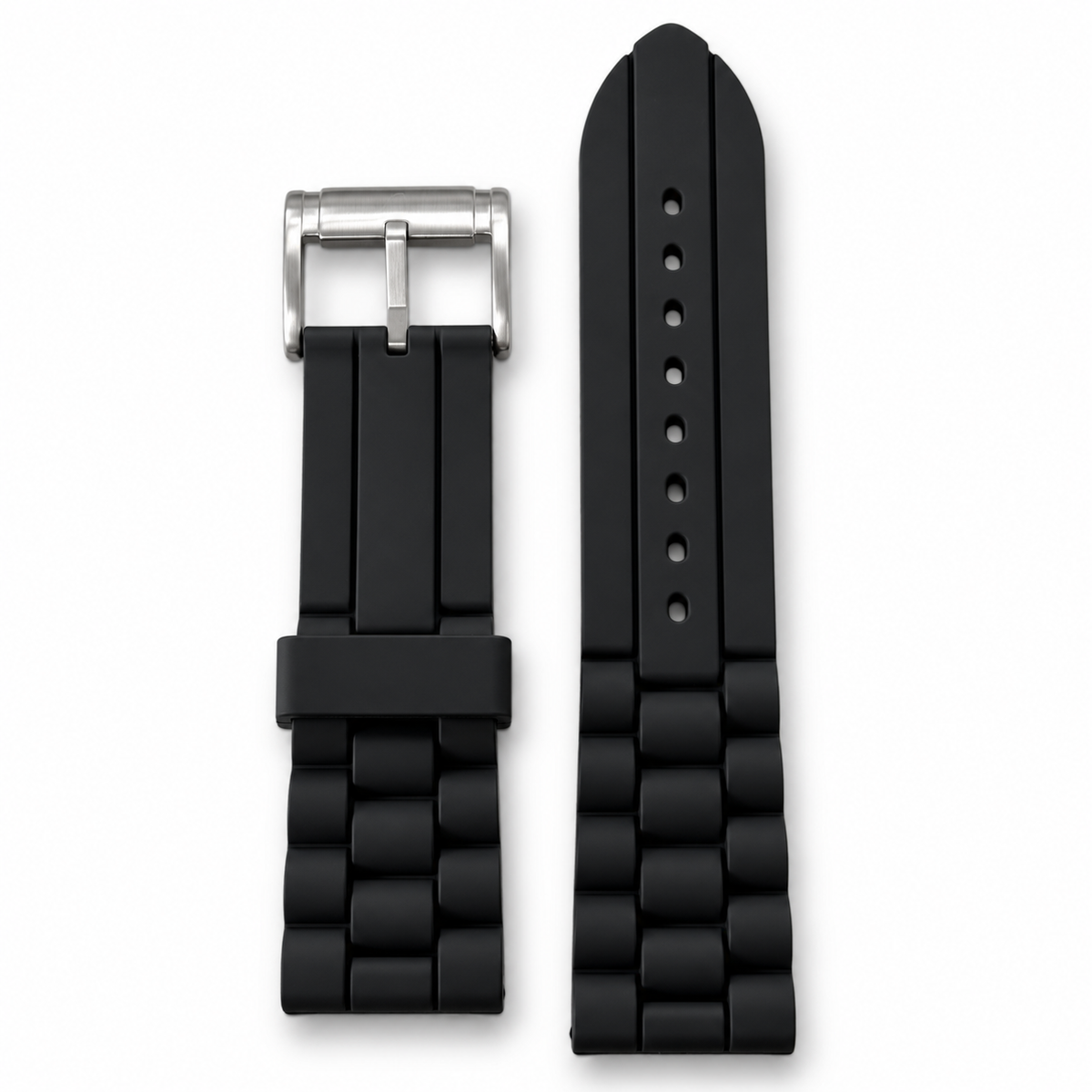 PULSO ORIGINAL FOSSIL EN SILICONA NEGRA 24 MM CON HEBILLA PLATEADA