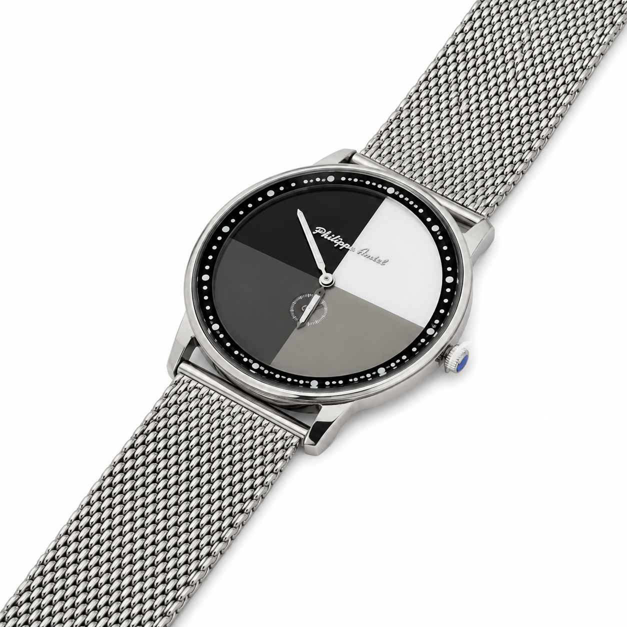 Philippe Amiel M1444 AZ Reloj para Hombre Acero Inoxidable con Malla Milanesa Plateada