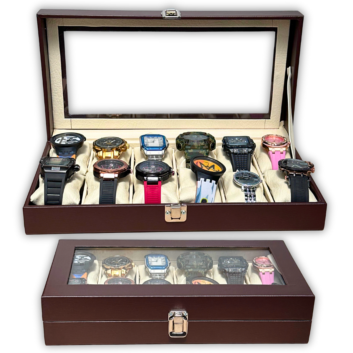 ORGANIZADOR DE RELOJES ESTUCHE RELOJERA DE LUJO 12 PUESTOS