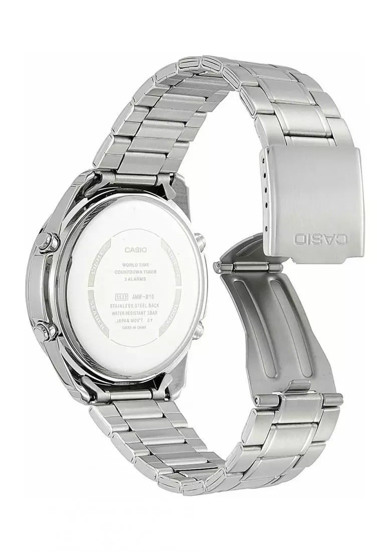 RELOJ CASIO AMW-870D-1A ACERO DOBLE HORA