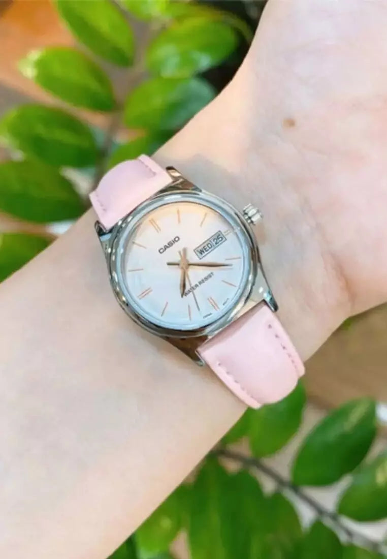RELOJ CASIO CUERO ROSA DAMA LTP-V006L-4B ORIGINAL