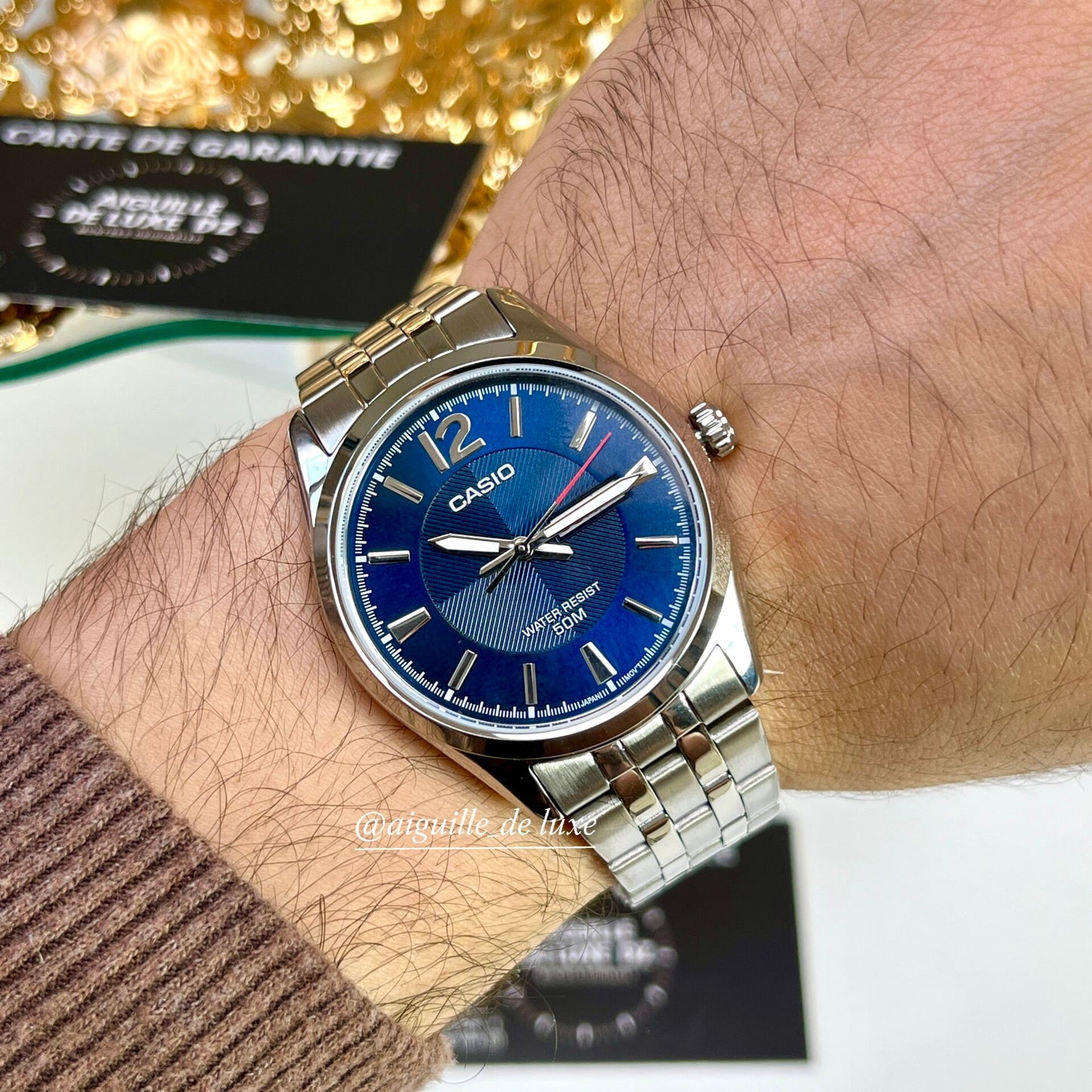 RELOJ CASIO MTP-1335D-2A ACERO FONDO AZUL