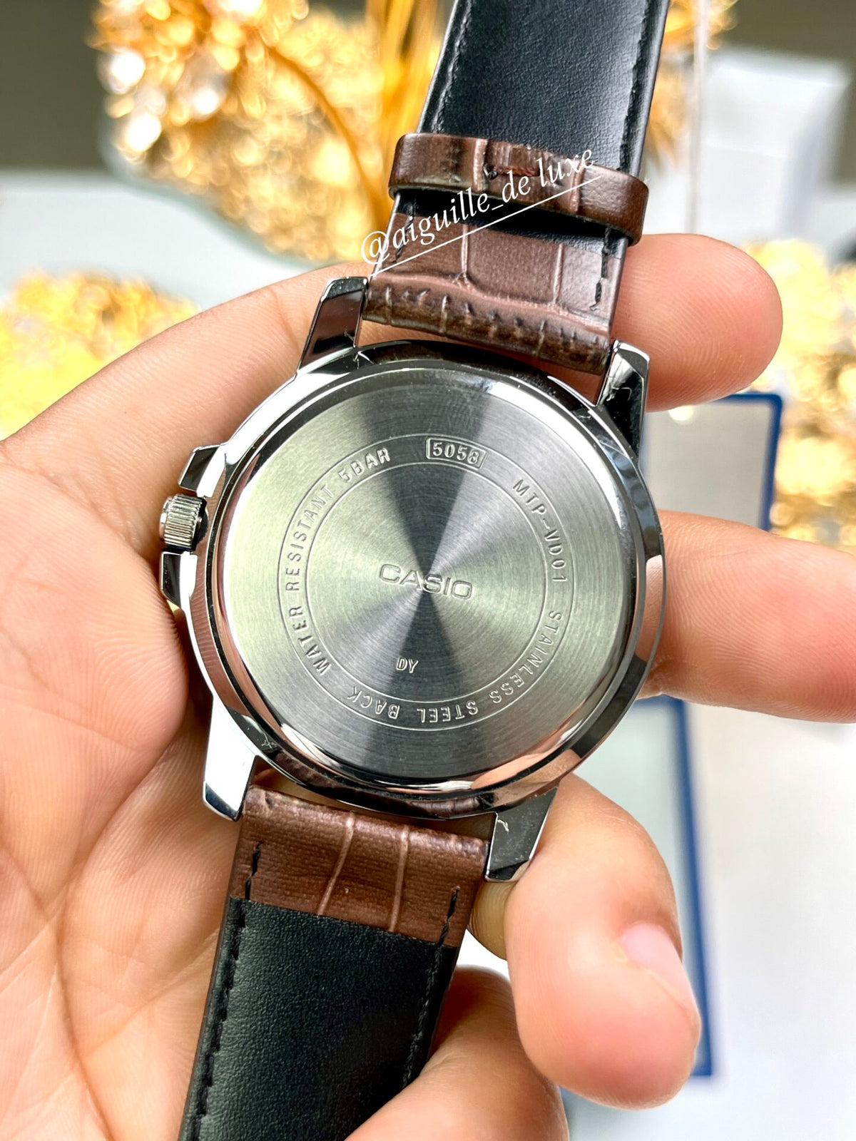 RELOJ CASIO MTP-VD01L-1B CUERO CAFÉ