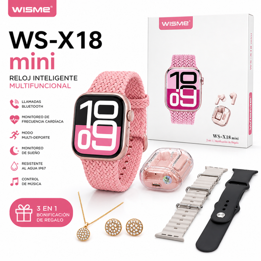 SMARTWATCH WS-X18 MINI CON LLAMADAS BLUETOOTH + REGALO INCLUIDO 🎁