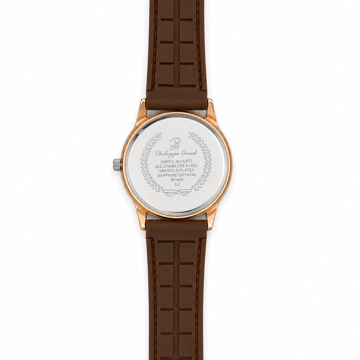 Philippe Amiel M1446 AZ Reloj para Mujer Oro Rosa con Correa Marrón