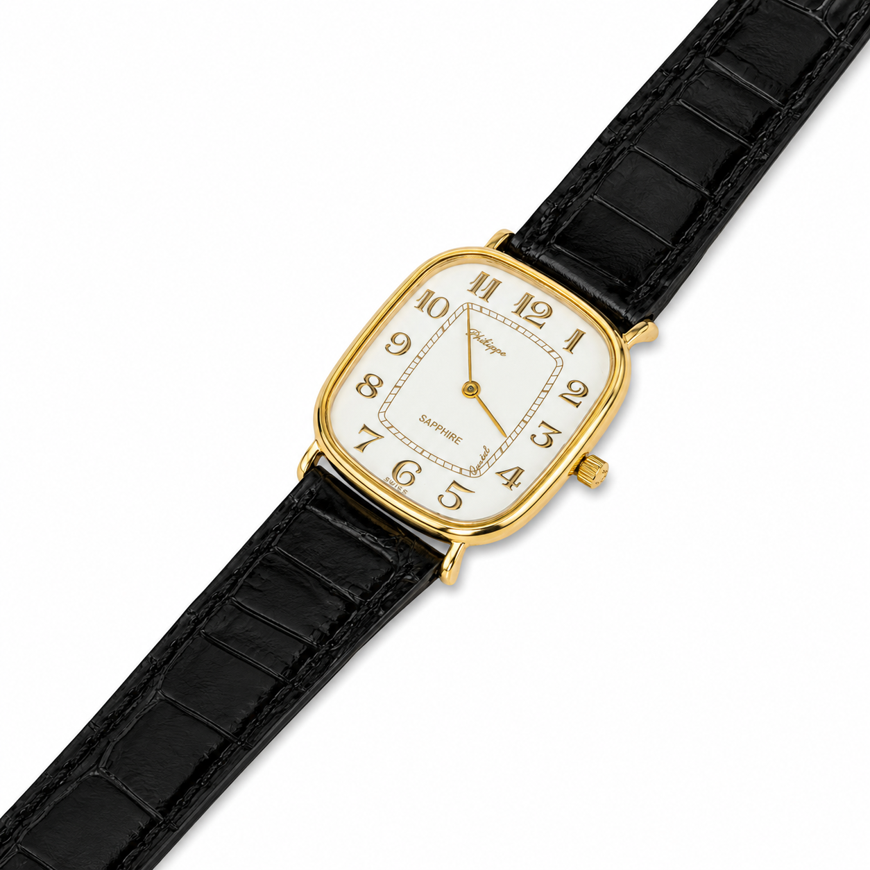 Philippe Amiel M1379 AZ Reloj para Hombre Dorado con Correa de Cuero Negra