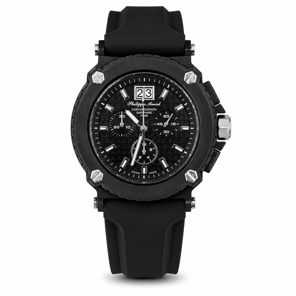 Philippe Amiel M6404 Reloj para Hombre Cronógrafo Negro con Correa Negra