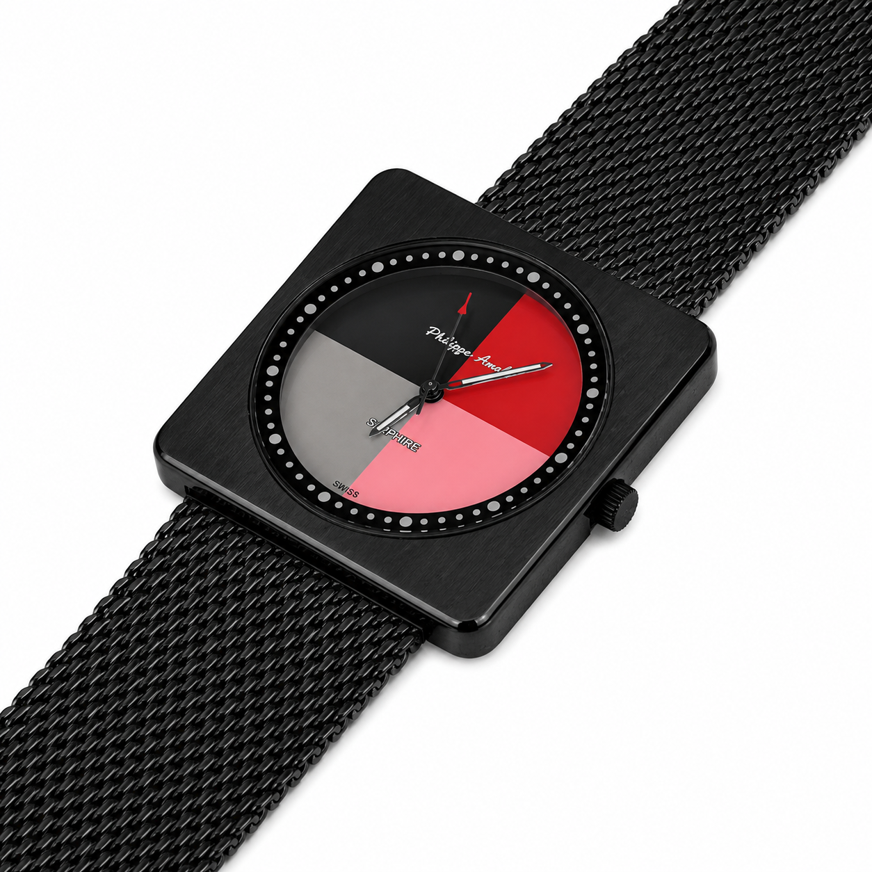 Philippe Amiel M1448 AZ Reloj para Hombre Negro Acero Inoxidable con Cristal de Zafiro