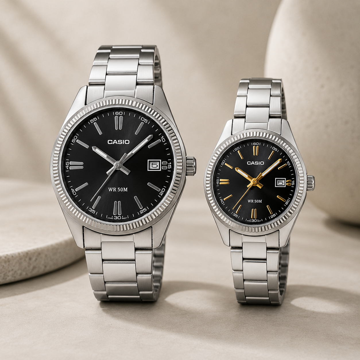 PAREJA DE RELOJES CASIO 1302PD-1A ACERO