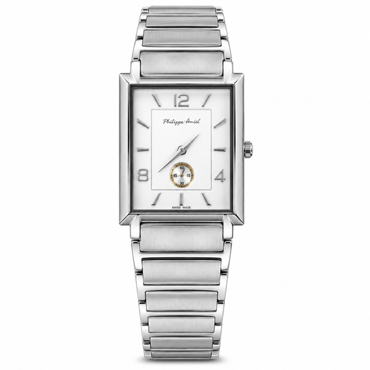 Philippe Amiel M6340 AZ Reloj para Hombre Acero Inoxidable Plateado Rectangular