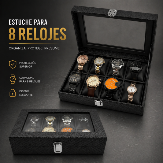 ORGANIZADOR DE RELOJES ESTUCHE RELOJERA DE LUJO 8 PUESTOS
