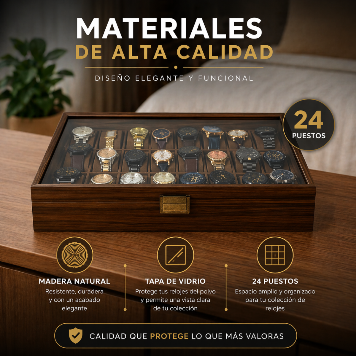 ESTUCHE DE MADERA PREMIUM PARA 24 RELOJES
