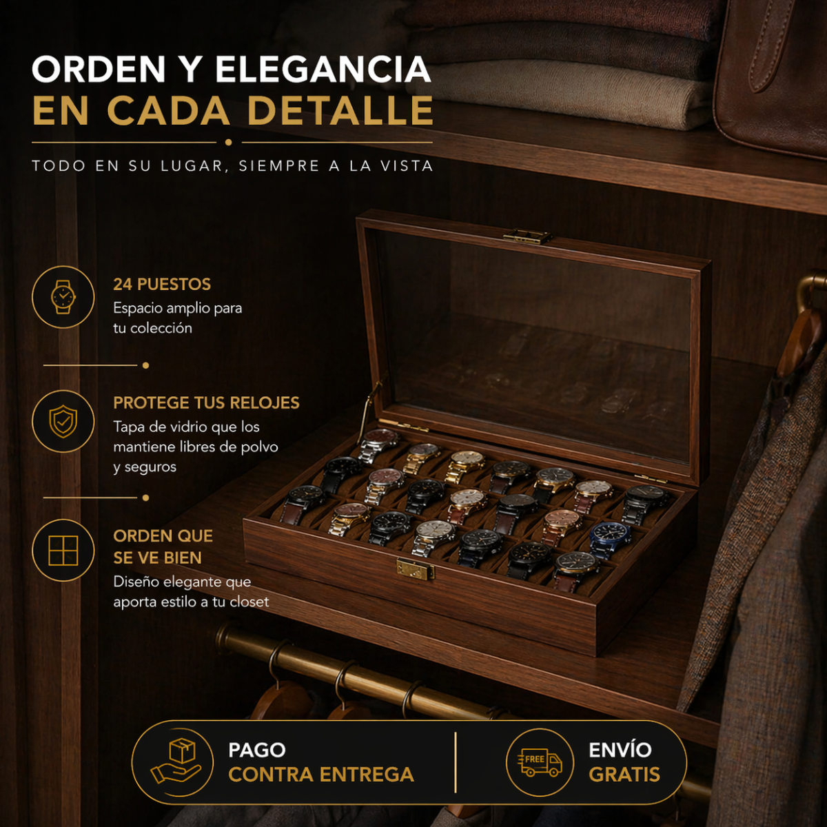 ESTUCHE DE MADERA PREMIUM PARA 24 RELOJES