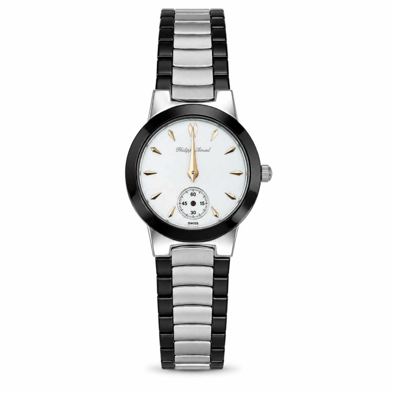 Philippe Amiel F6280 Reloj para Mujer Bicolor Acero Inoxidable Negro y Plateado