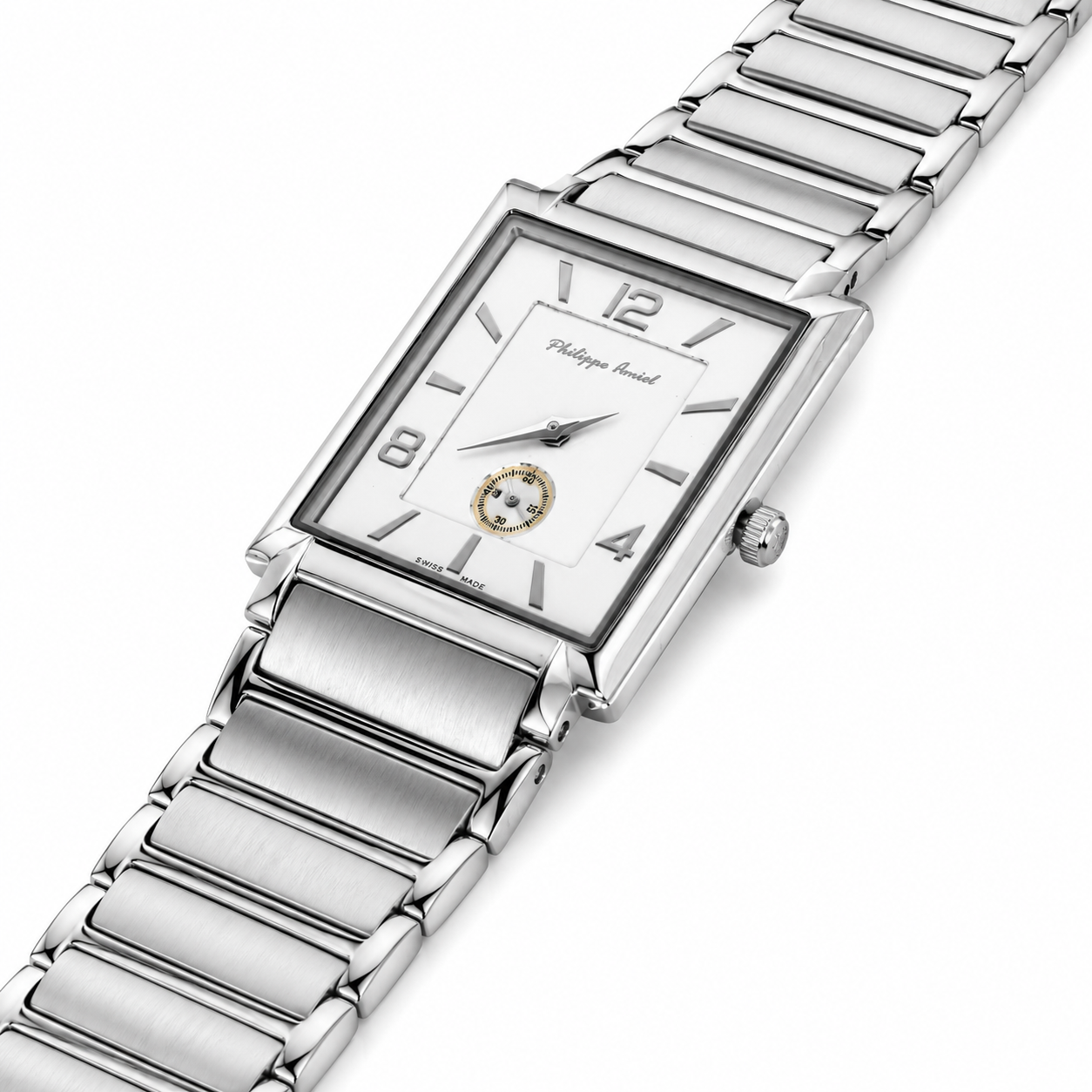 Philippe Amiel M6340 AZ Reloj para Hombre Acero Inoxidable Plateado Rectangular
