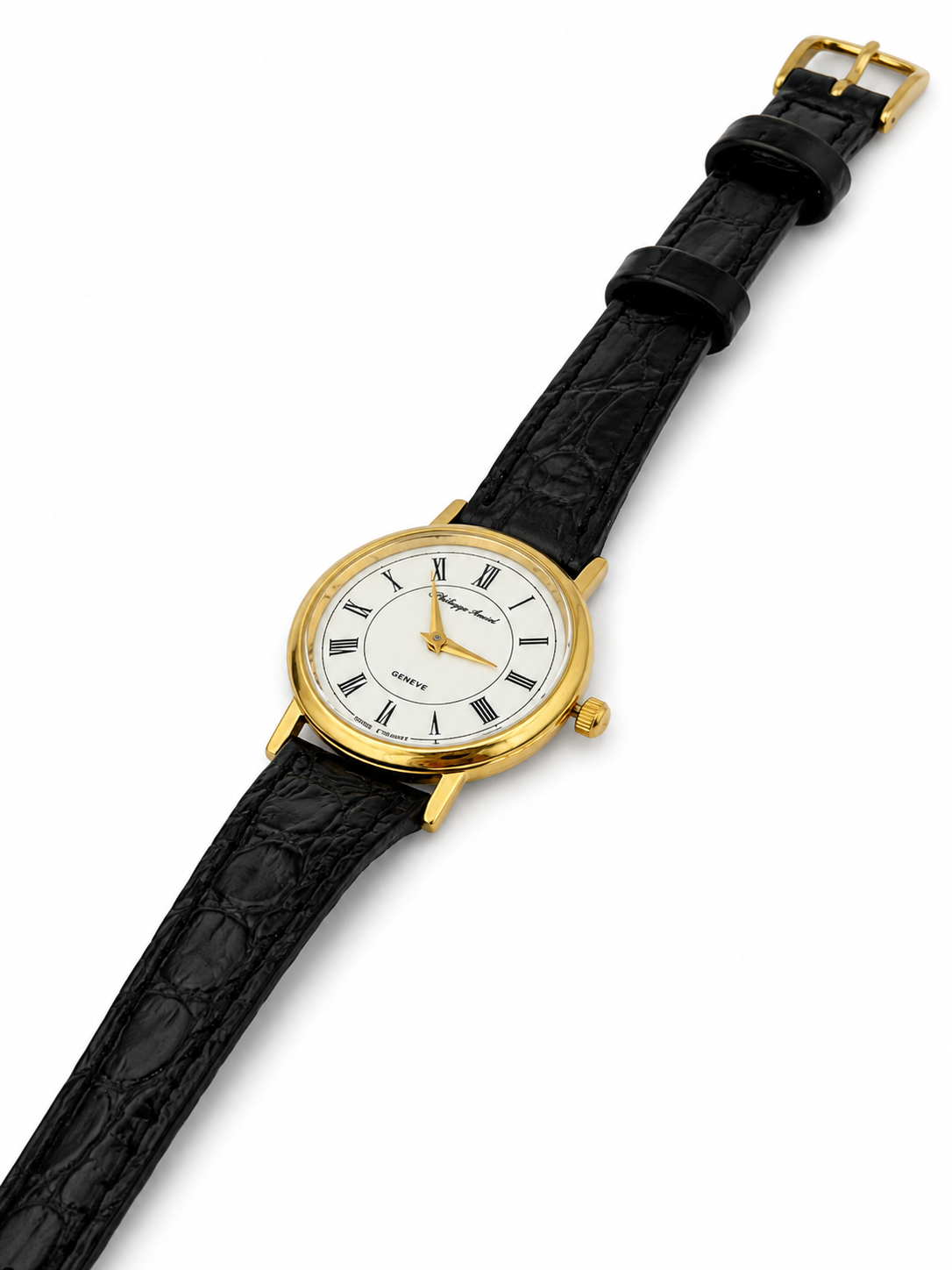 Philippe Amiel M1258 AZ Reloj para Mujer Dorado Negro Cuero Genuino