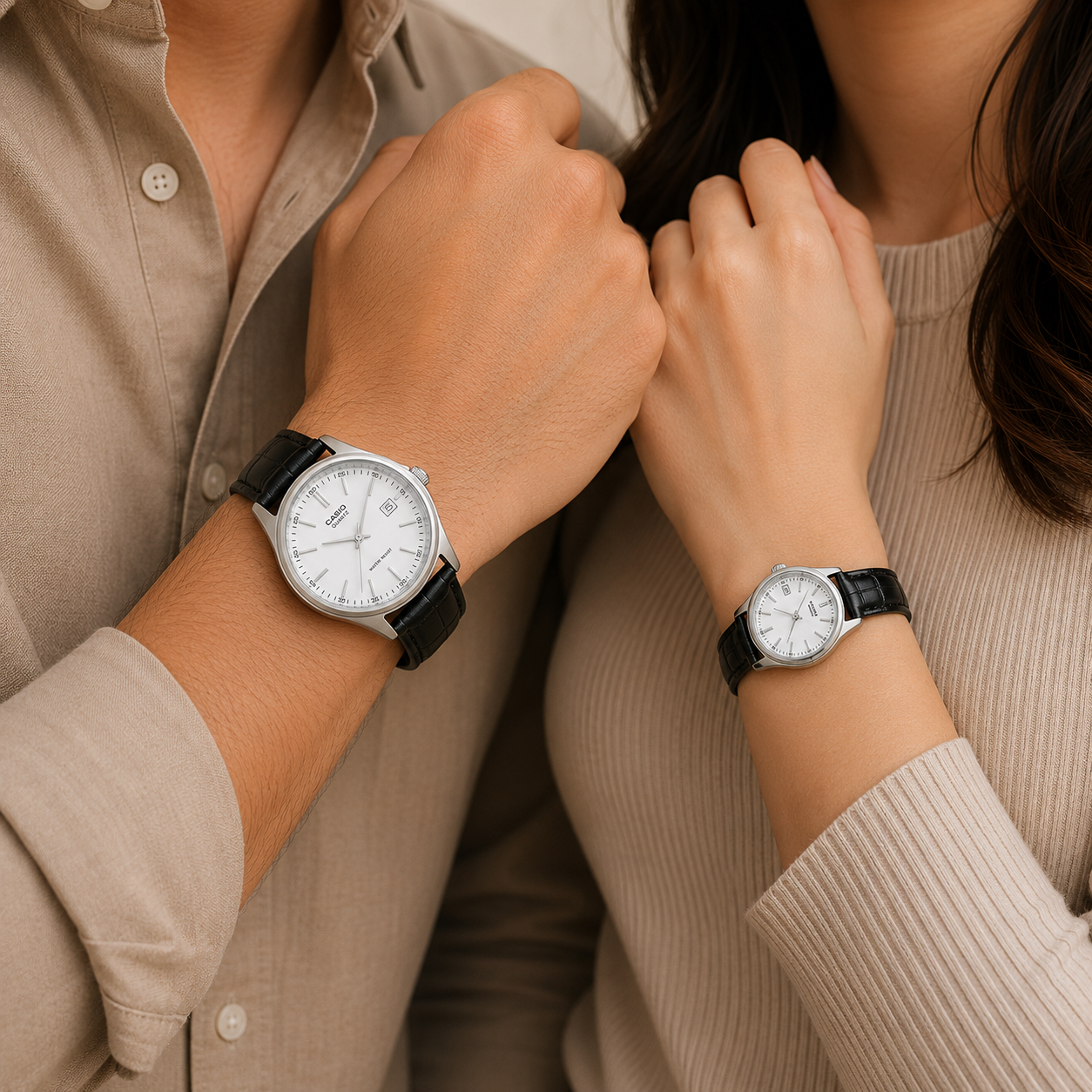 PAREJA DE RELOJES CASIO 1183E-7A CUERO