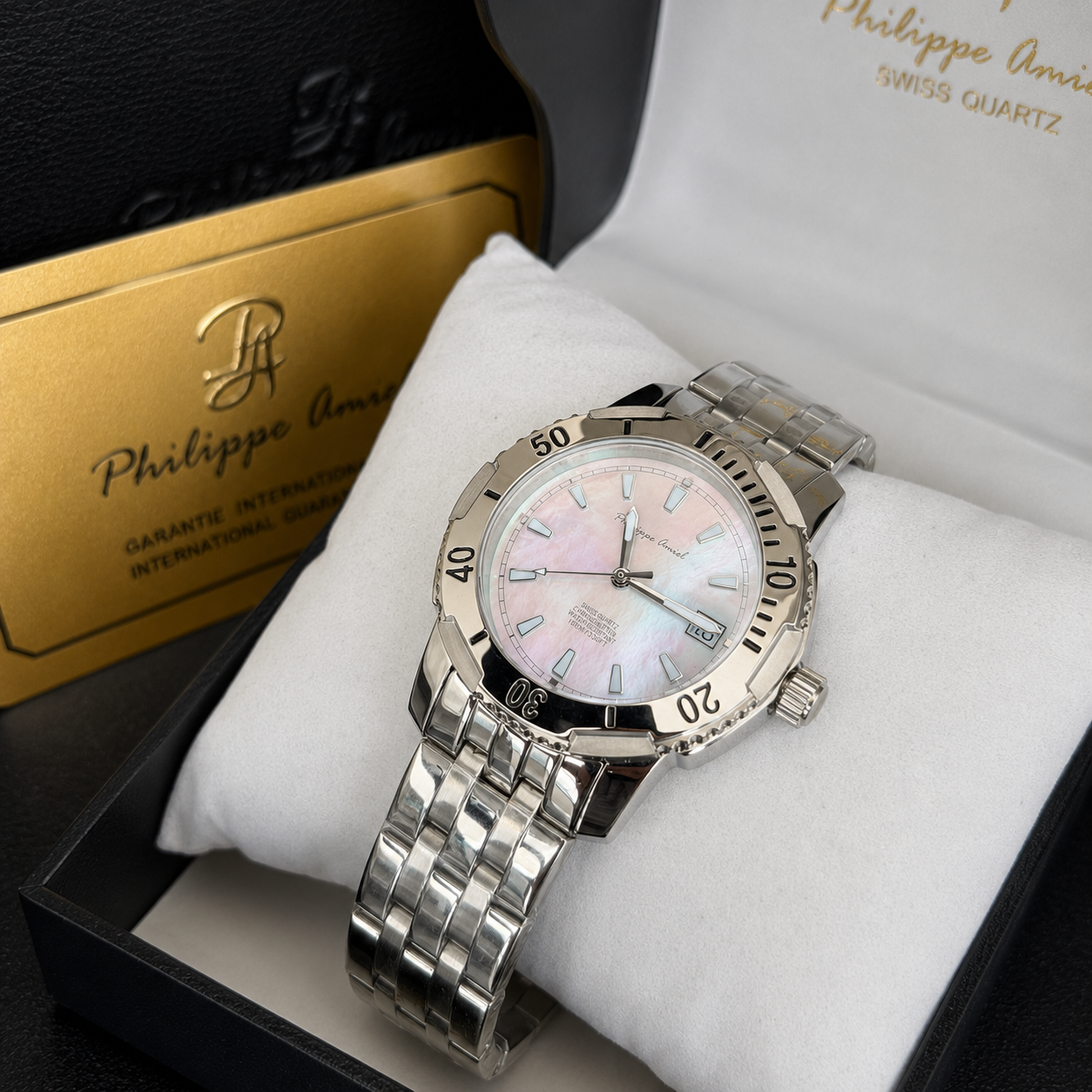 Philippe Amiel M6318 Reloj para Hombre Cronógrafo Acero Inoxidable Plateado Esfera Azul