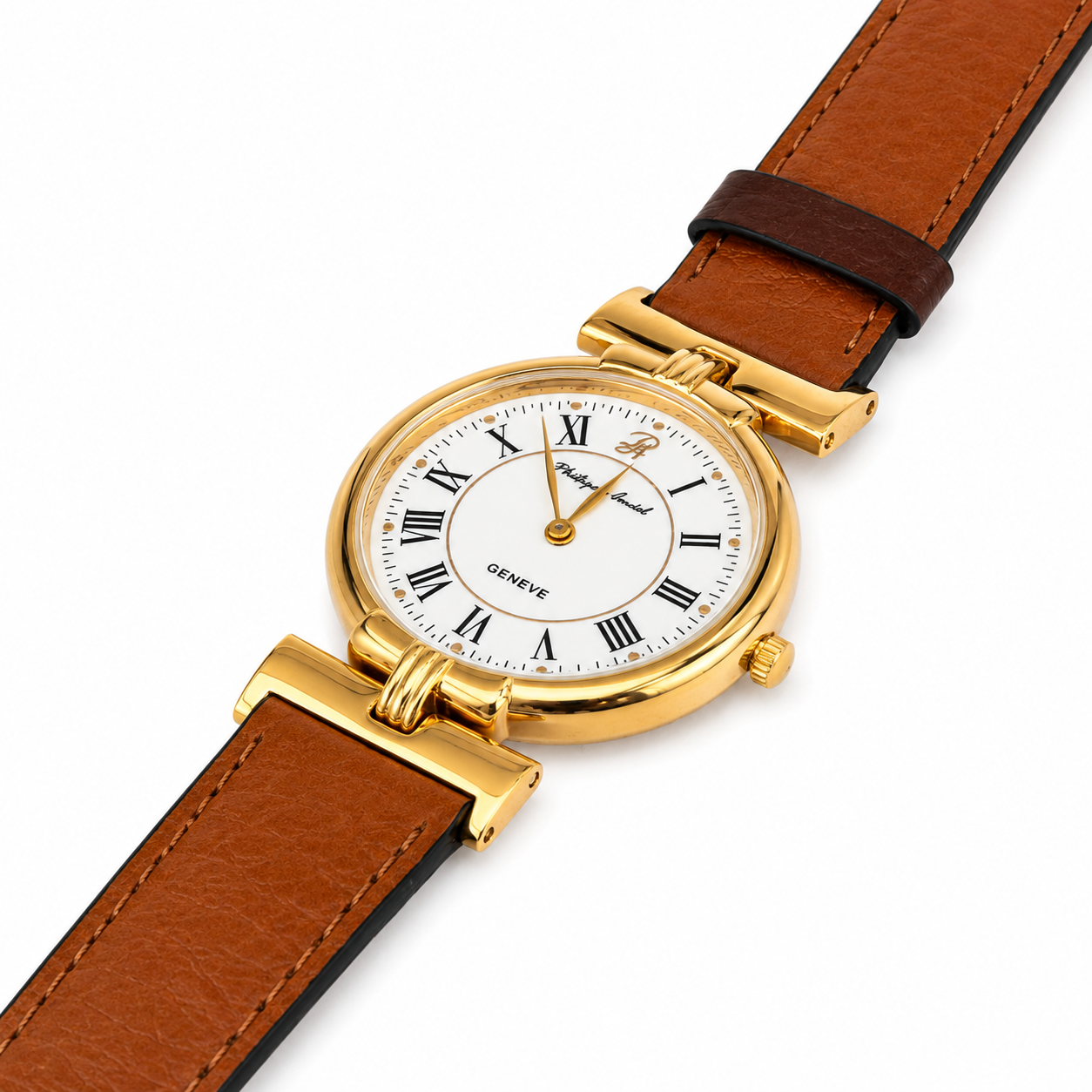 Philippe Amiel F6239 AZ Reloj para Mujer Acero Bicolor con Correa de Cuero Negra