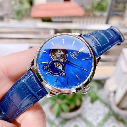 RELOJ ORIENT RA-AS0103A SUN MOON CUERO AZUL