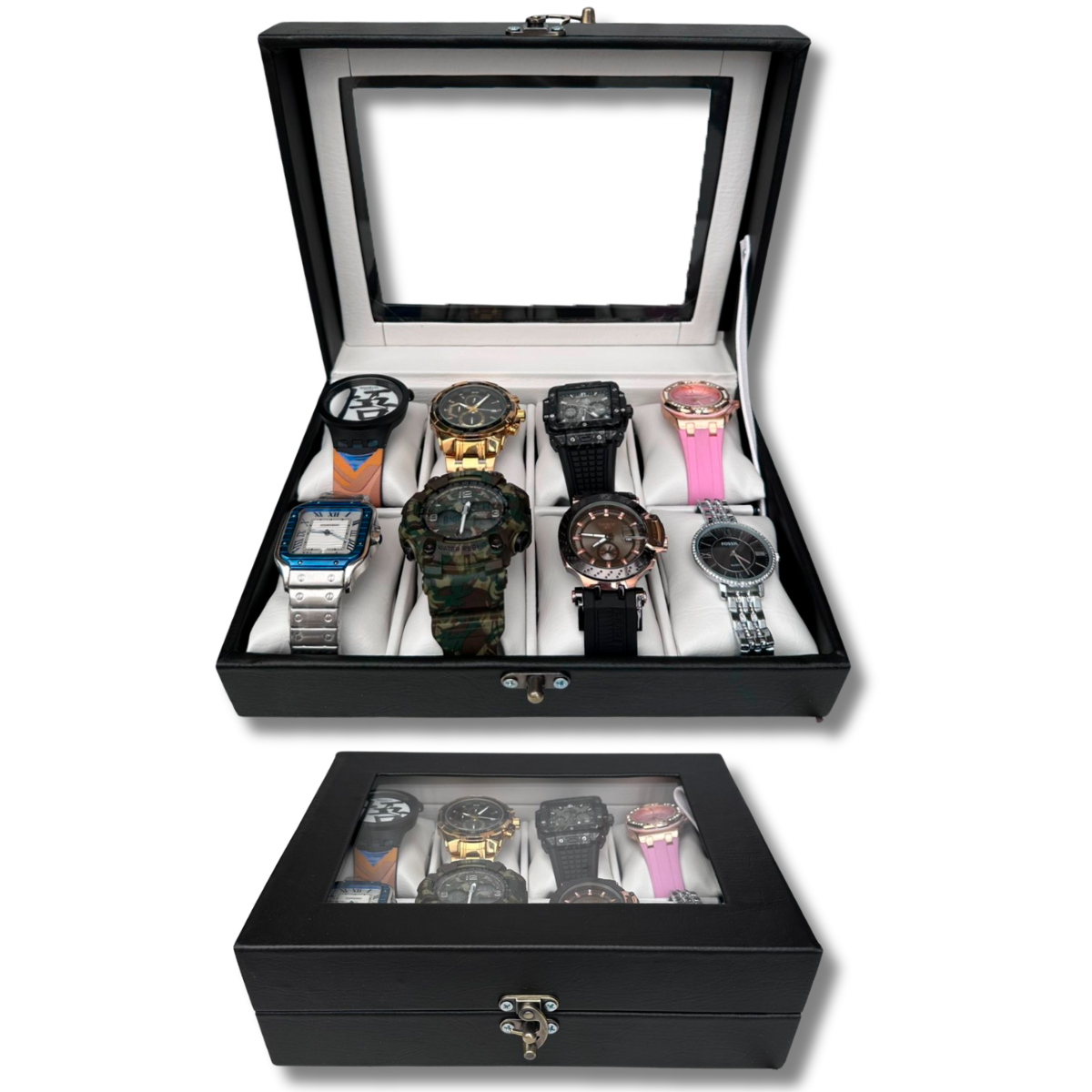 ORGANIZADOR DE RELOJES ESTUCHE RELOJERA DE LUJO 8 PUESTOS