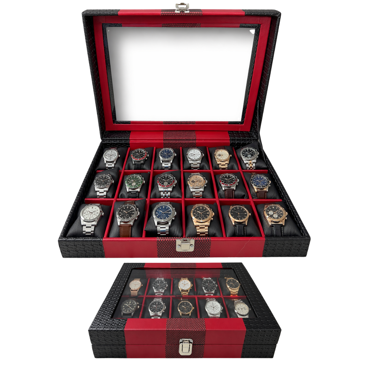 ESTUCHE ORGANIZADOR DE 18 PUESTOS PARA RELOJ