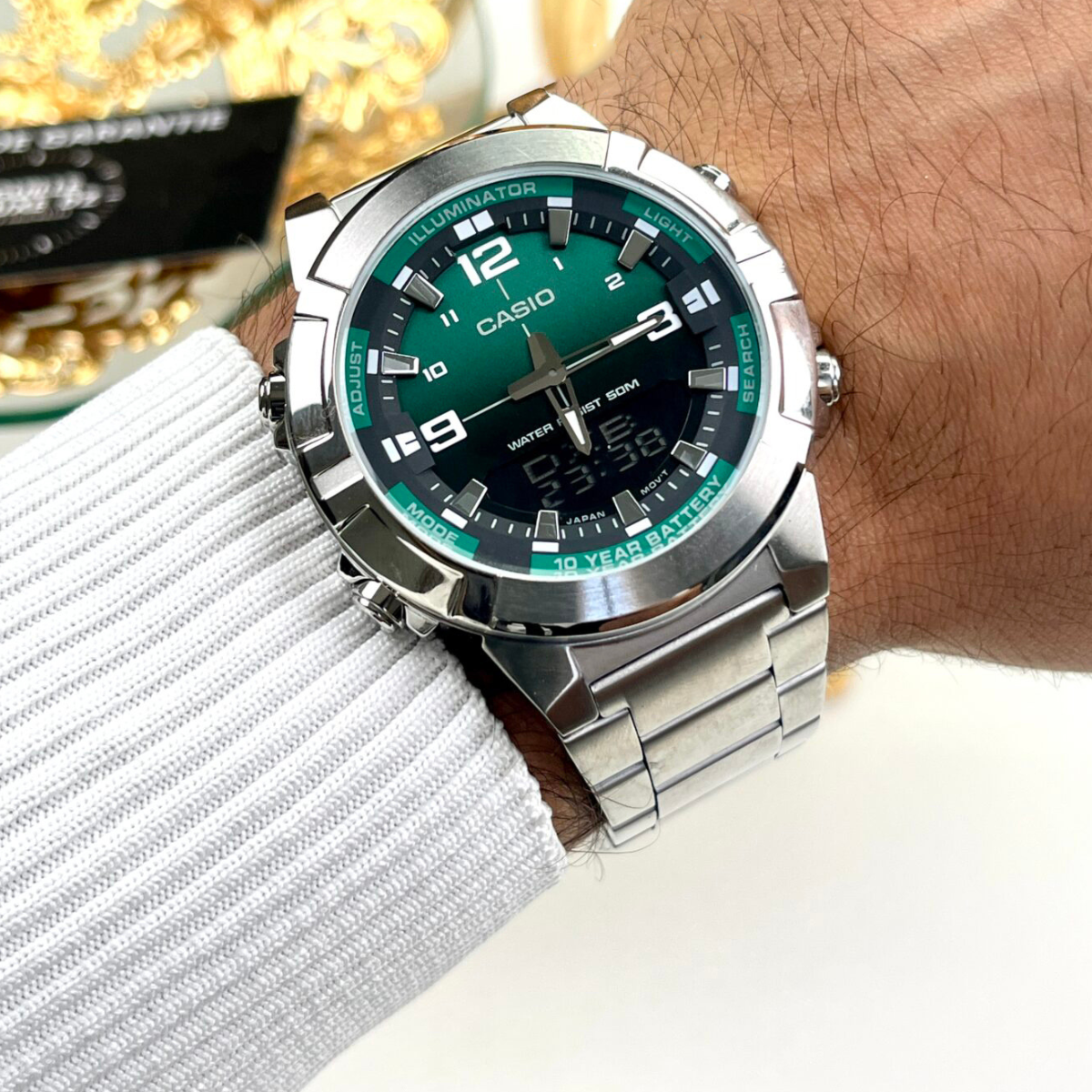 CASIO AMW-870DA-3A DOBLE HORA ACERO