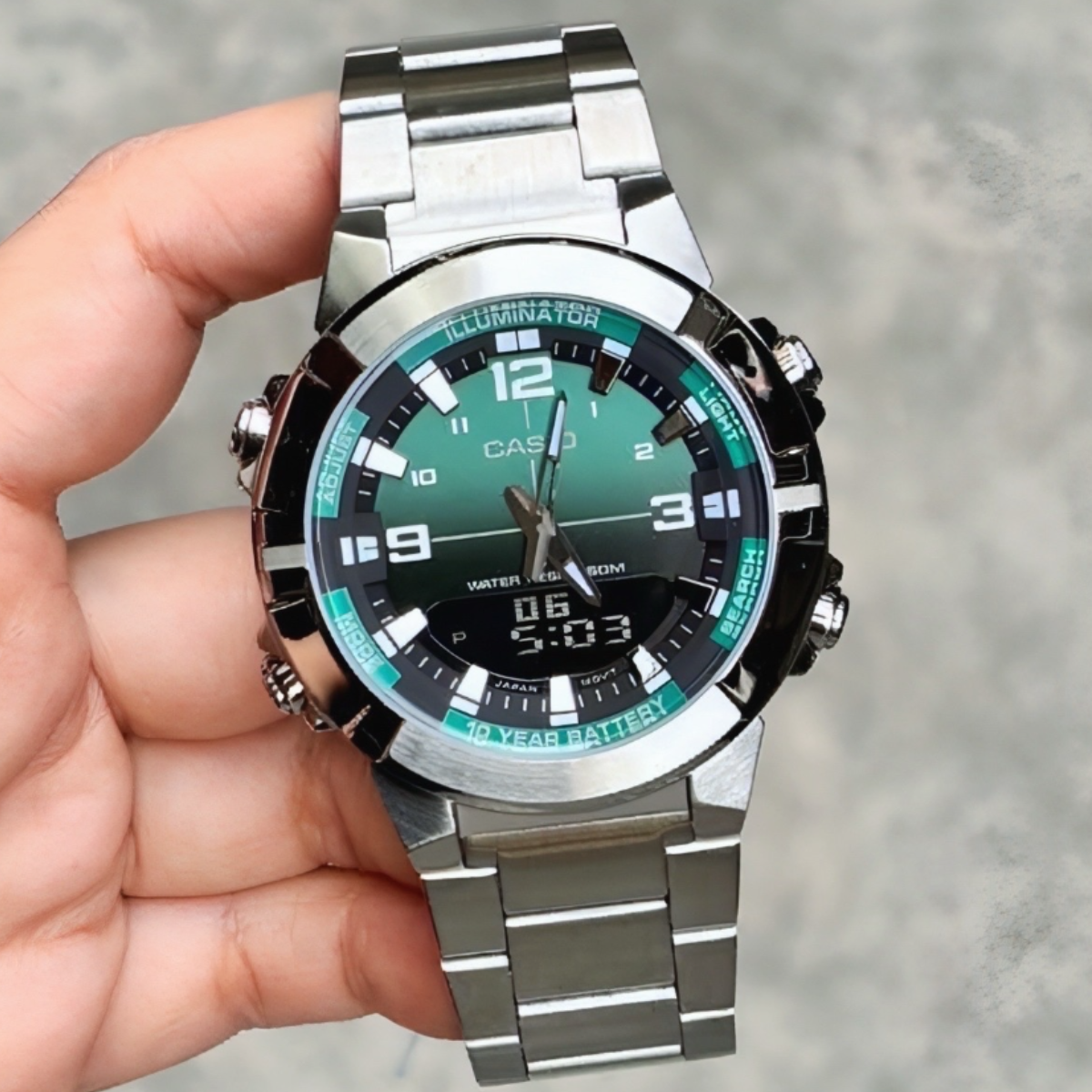 CASIO AMW-870DA-3A DOBLE HORA ACERO